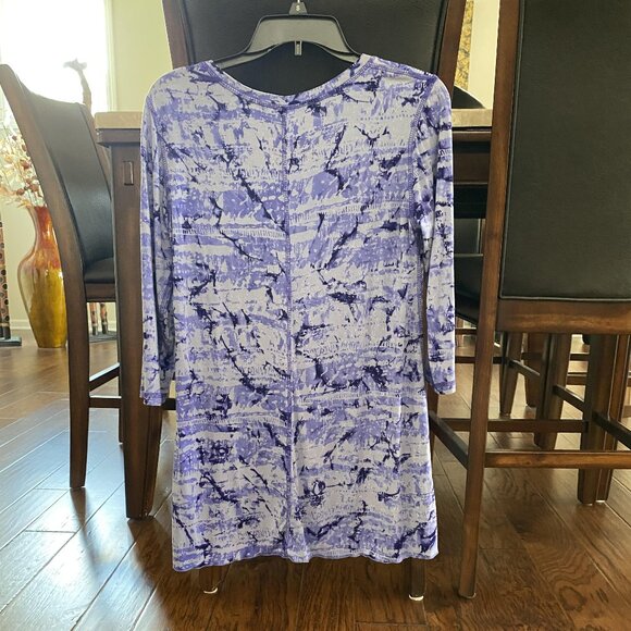 Dunia women's purple print top comfy flowy three-quarter sleeve tunic - Picture 4 of 5